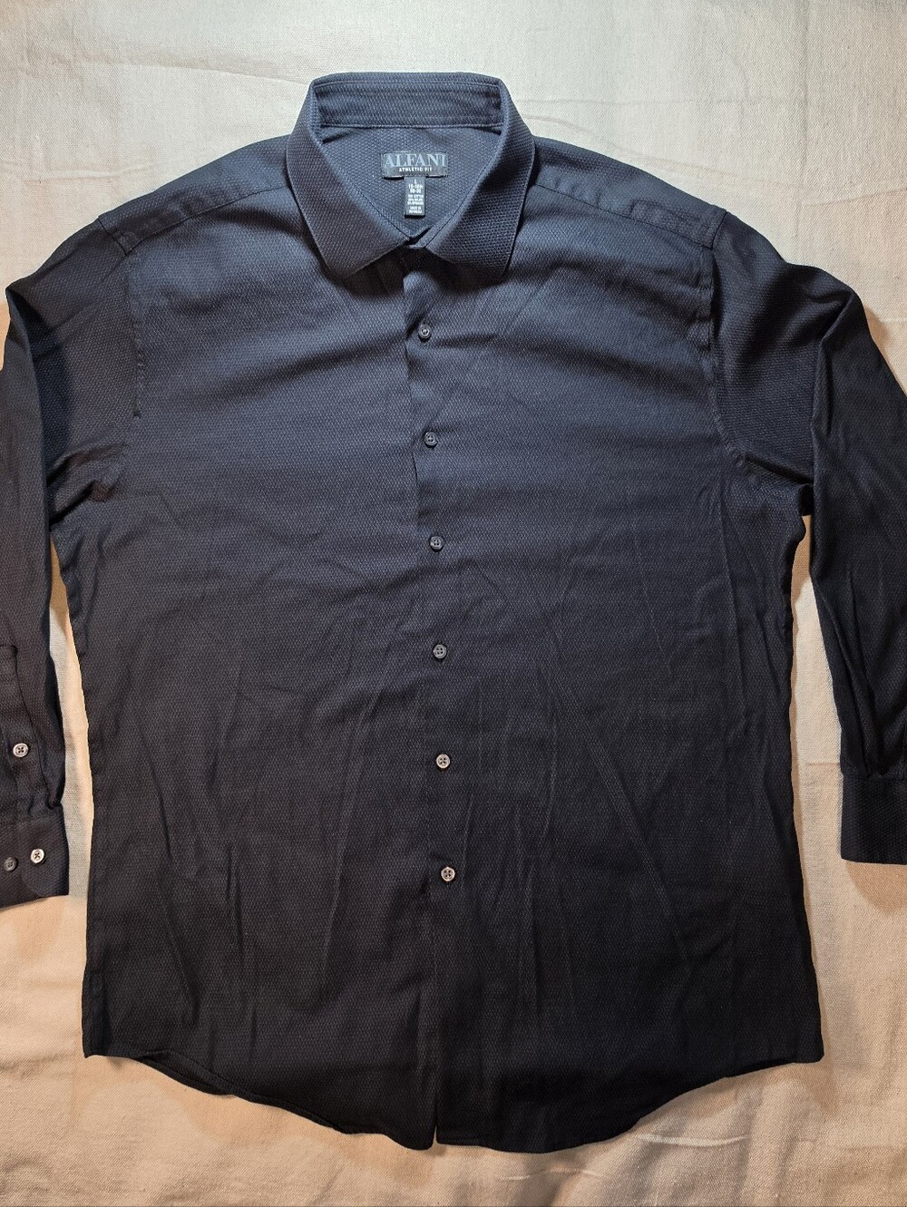 Alfani Men's Black Textured Button-Up Dress Shirt